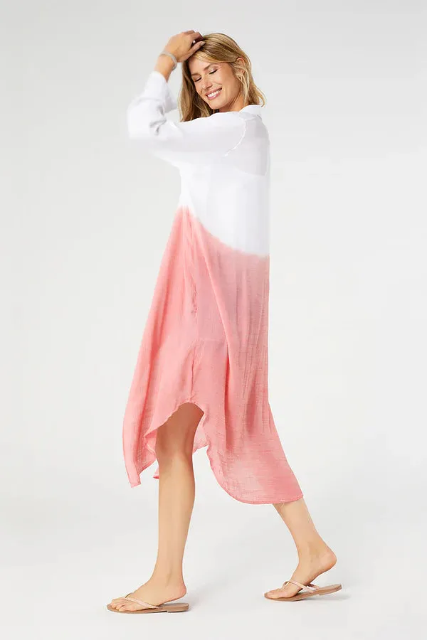 Valentina Dip Dye Long Button Up Tunic