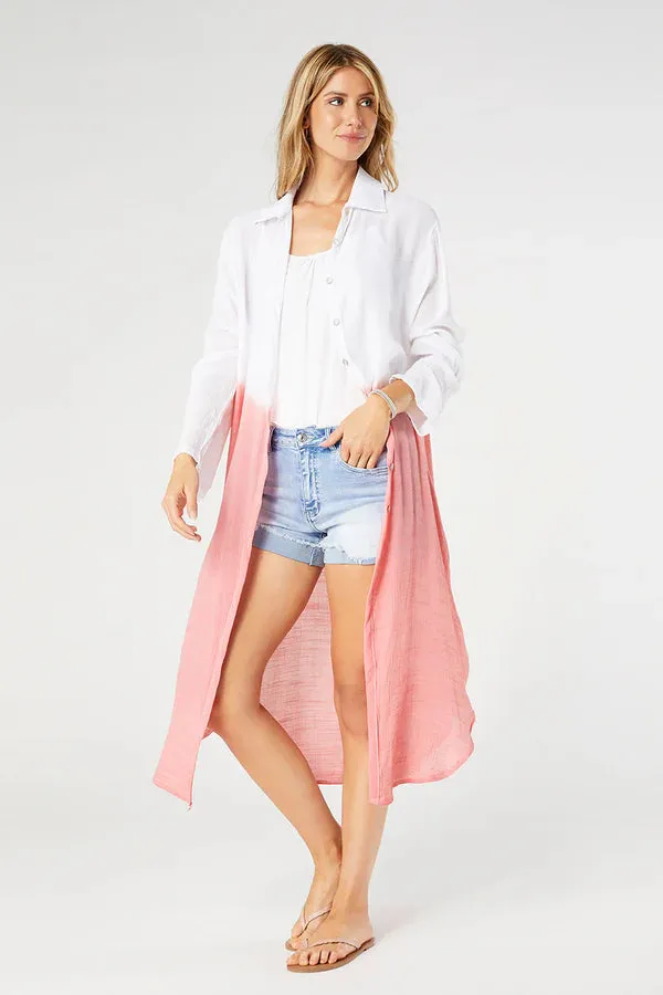 Valentina Dip Dye Long Button Up Tunic