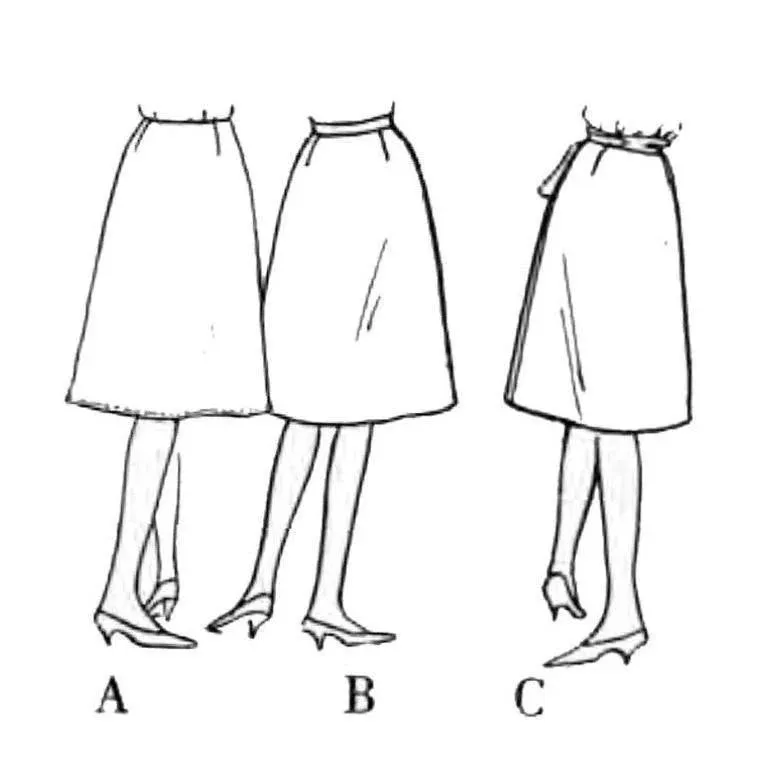 Vintage 1960s Pattern, Vogue Flared Skirt, Easy to Make - Waist 26"(66cm)