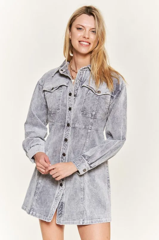 Washed Corduroy Mini Dress