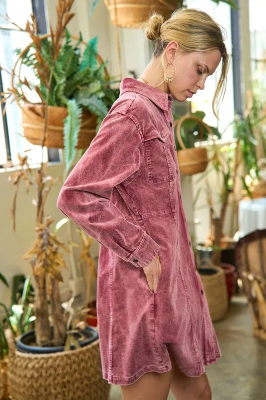 Washed Corduroy Mini Dress