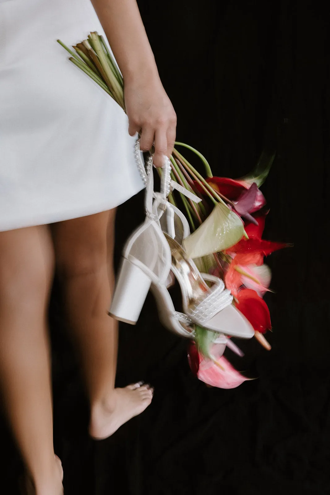 WILLOW - IVORY SATIN BRIDAL SANDALS WITH POINTED TOE AND PEARL STRAPS