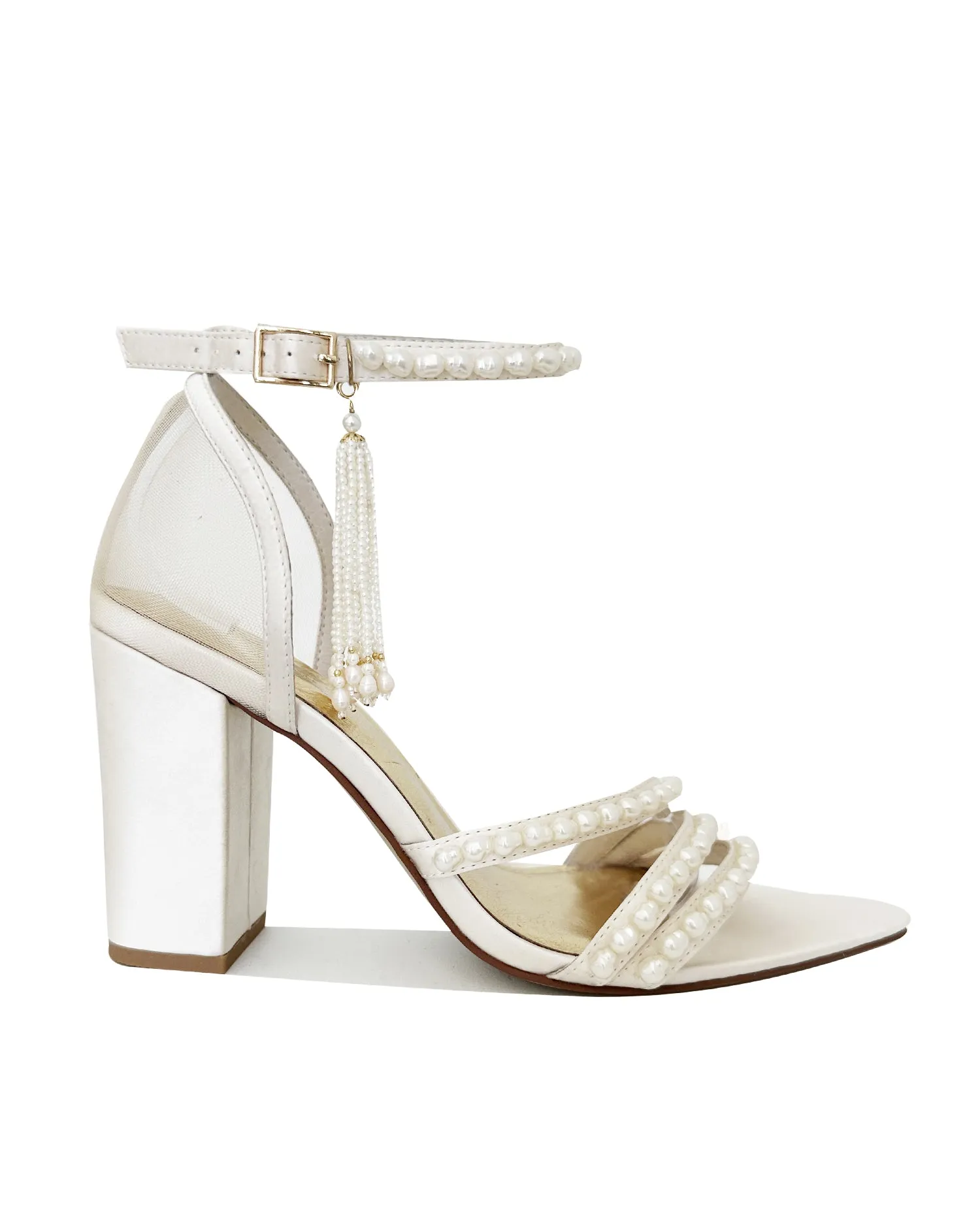 WILLOW - IVORY SATIN BRIDAL SANDALS WITH POINTED TOE AND PEARL STRAPS