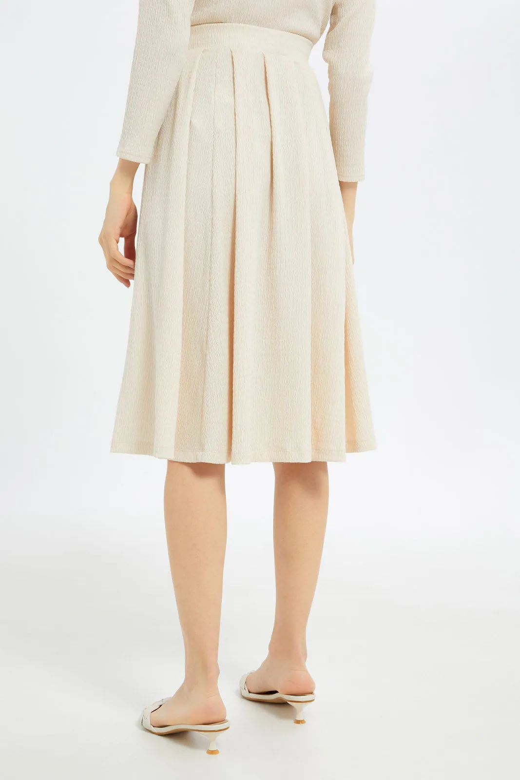 Women Beige Textured Skirt