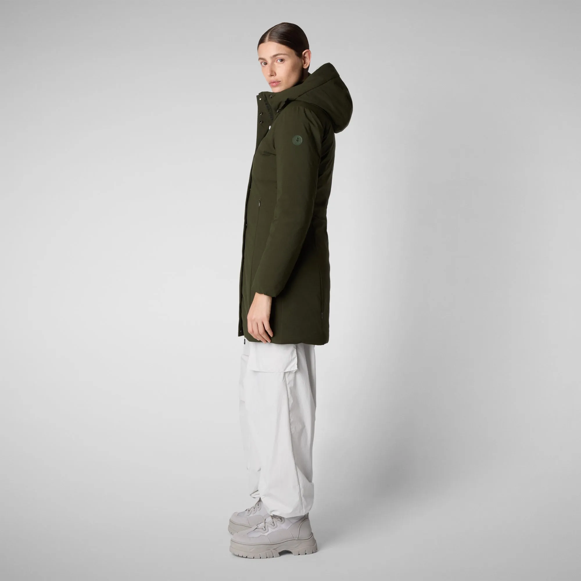 Women's Hooded Coat  Leyla  inLand Green